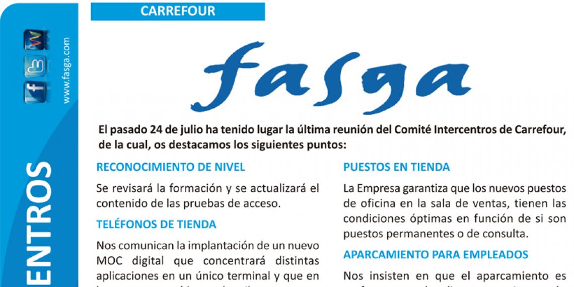 Hoja informativa Comité Intercentros Carrefour 24 de julio