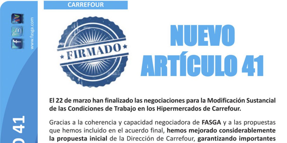 Firmado nuevo artículo 41 en Carrefour