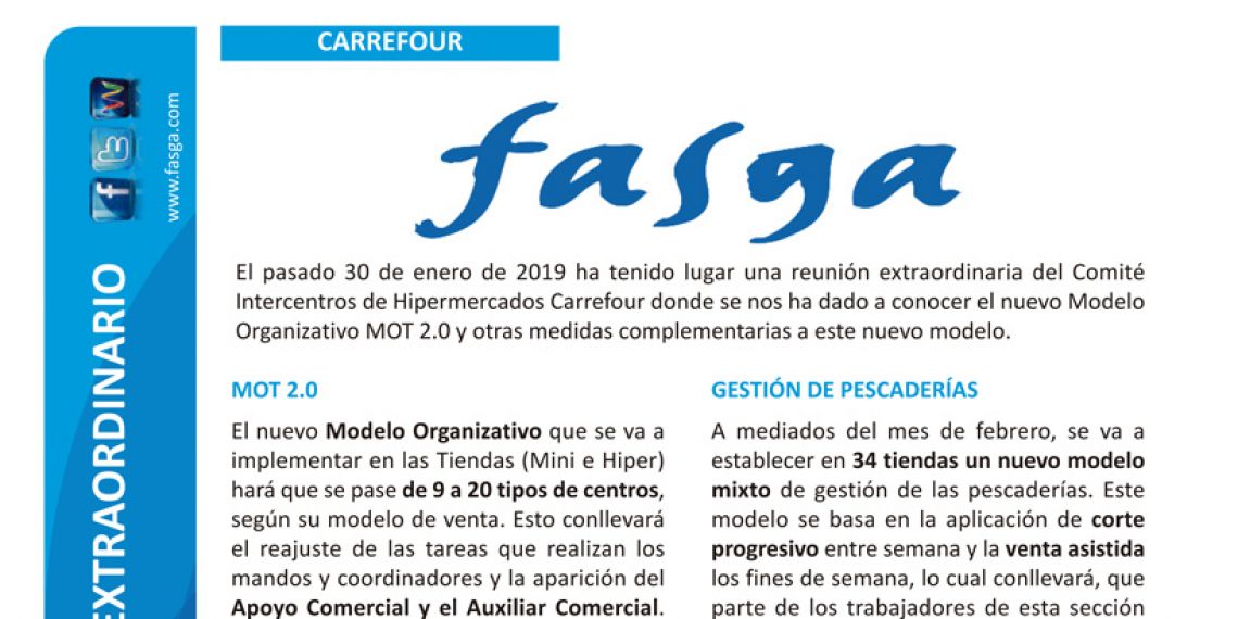 Reunión extraordinaria del Comité Intercentros de la empresa Carrefour