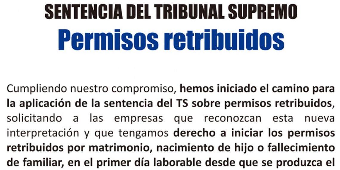Sentencia del Tribunal Supremo sobre permisos retribuidos