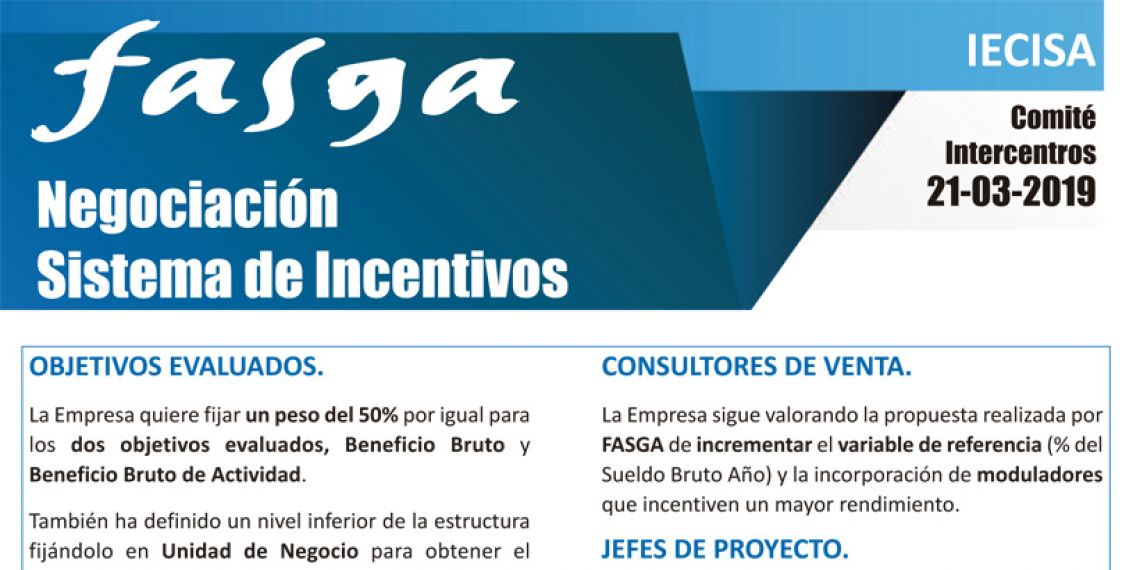 Reunión Comité Intercentros IECISA 21 de marzo: Negociación Sistema de Incentivos