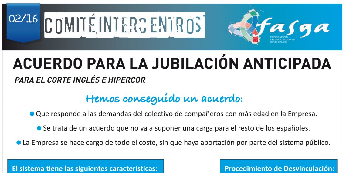 Acuerdo para la jubilación anticipada para El Corte Inglés e Hipercor