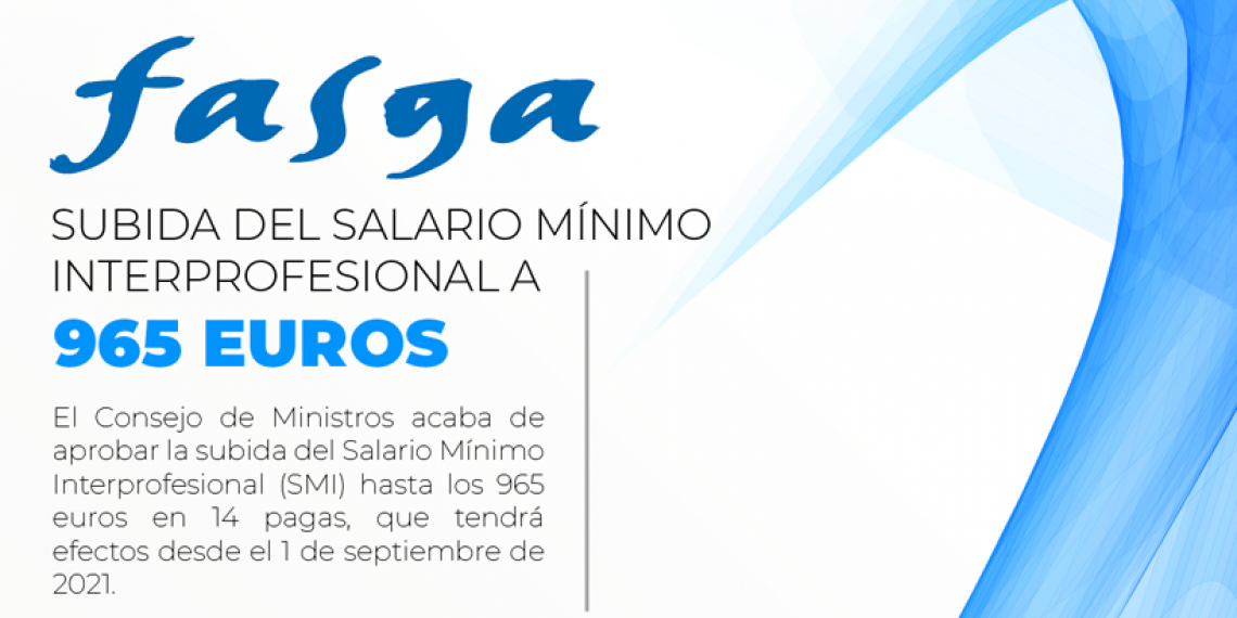 SUBIDA DEL SALARIO MÍNIMO INTERPROFESIONAL A 965 EUROS