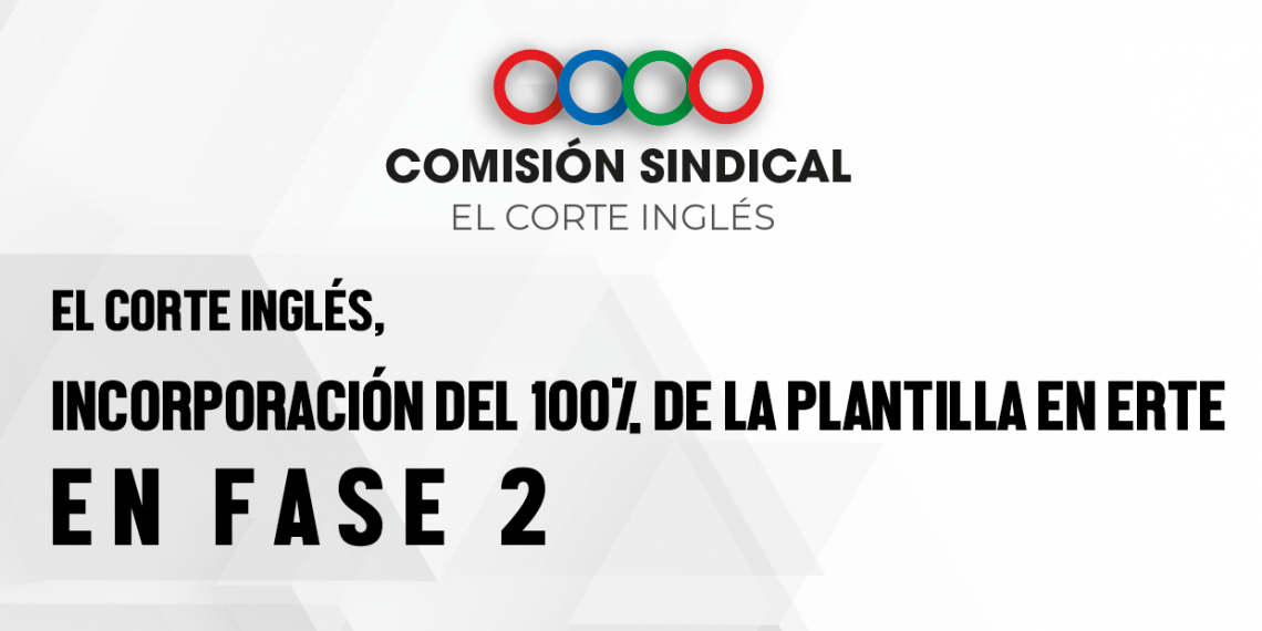 COMISIÓN SINDICAL EL CORTE INGLÉS:  EL CORTE INGLÉS, INCORPORACIÓN DEL 100% DE LA PLANTILLA EN ERTE EN FASE 2