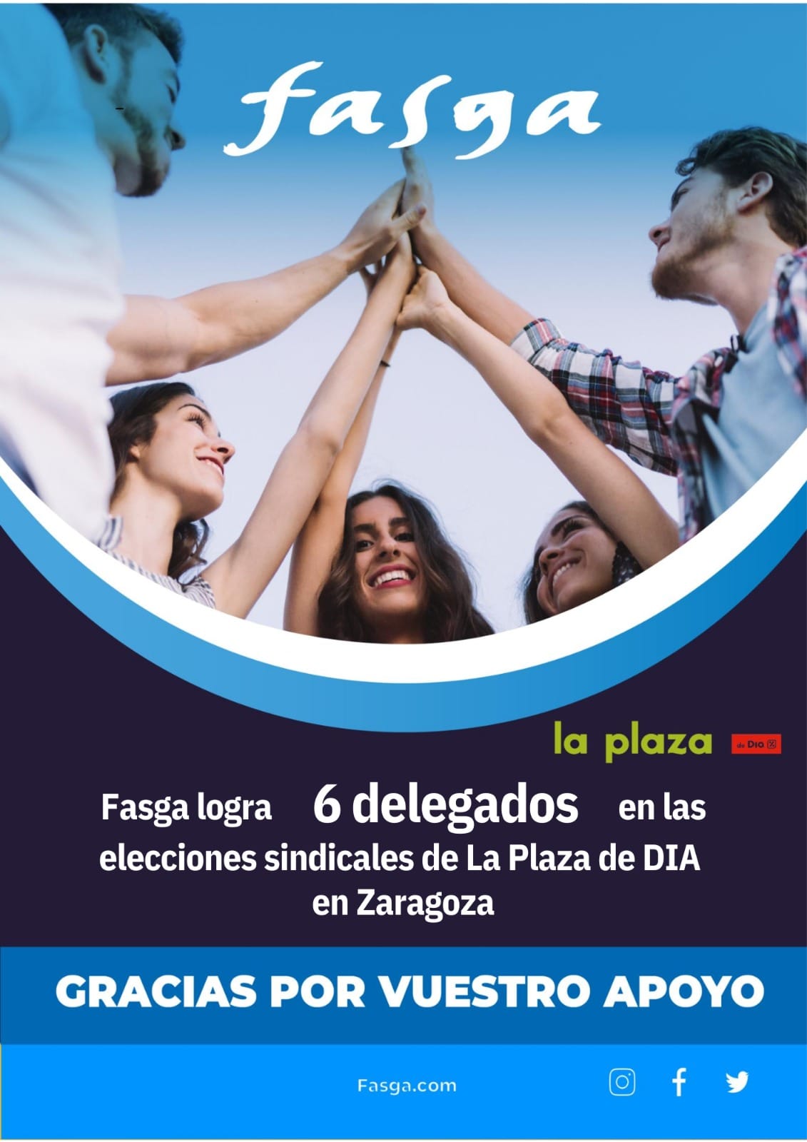 Fasga logra 6 delegados en las elecciones sindicales de La Plaza de DIA en Zaragoza
