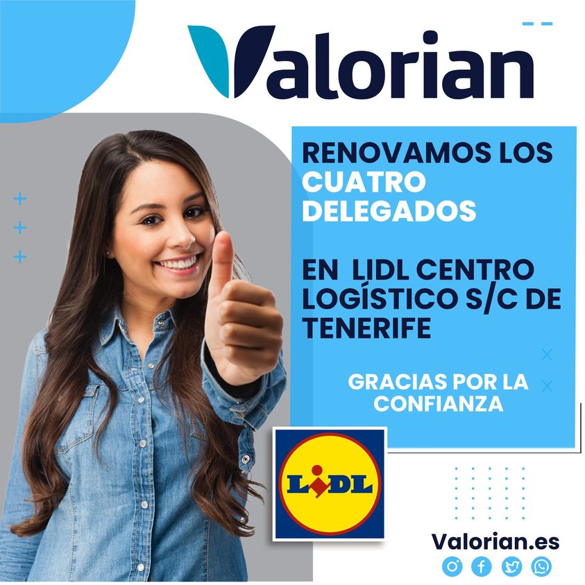 Valorian renueva 4 delegados en las EESS de Lidl Centro Logístico S/C de Tenerife