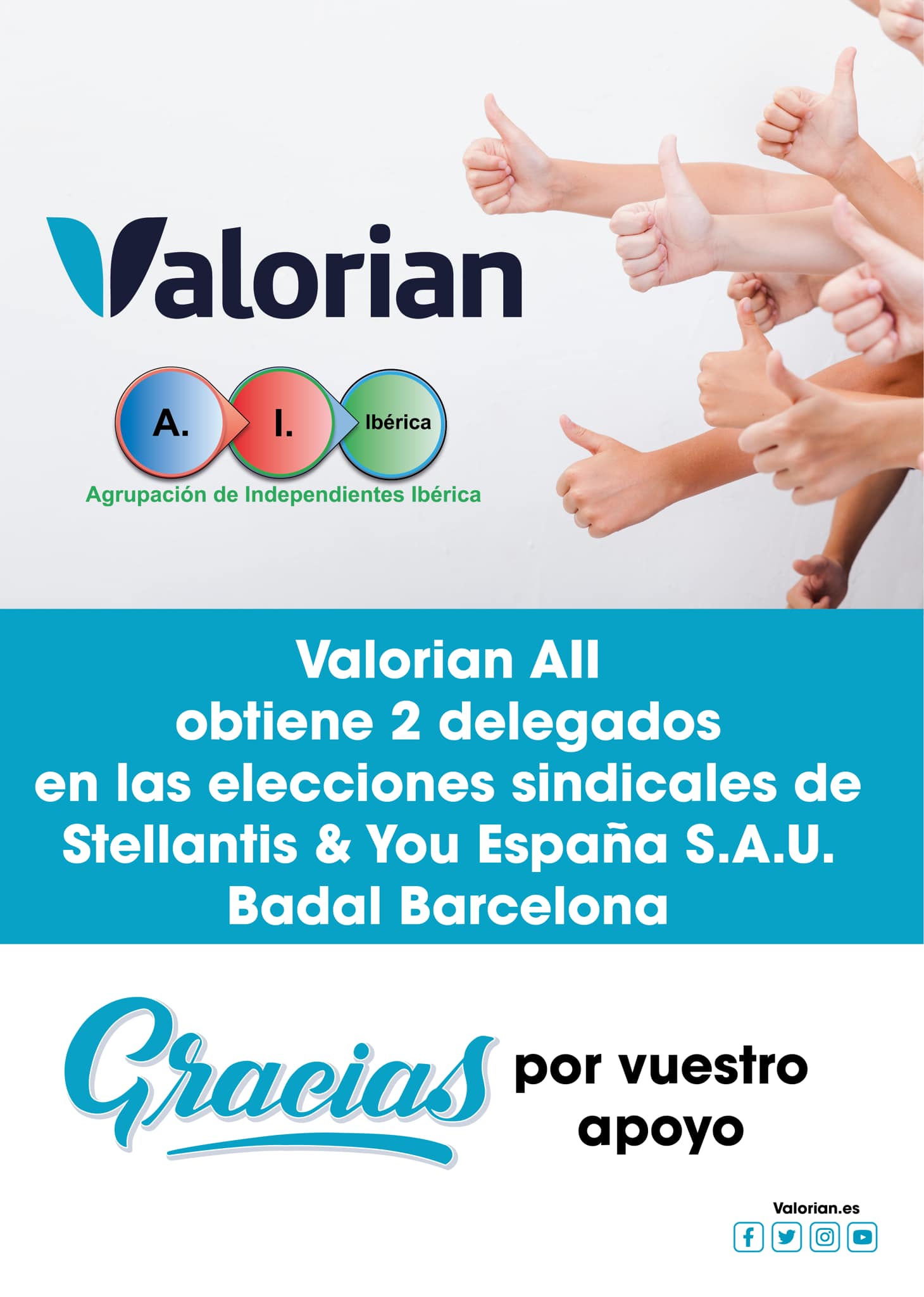 Valorian logra 2 delegados en las elecciones sindicales de Stellantis & You en Barcelona en el centro de Badal