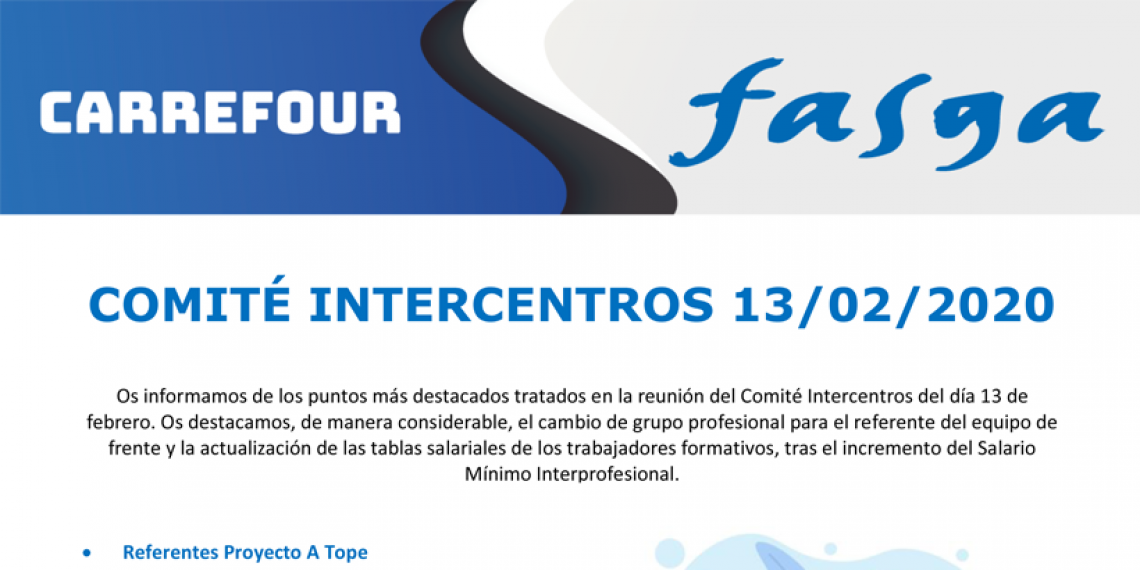 Reunión del Comité Intercentros de Carrefour del día 13 de febrero