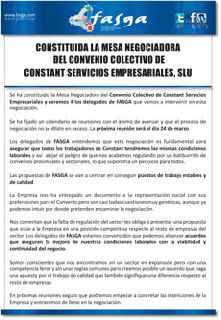 Constituida  la Mesa Negociadora del Convenio Colectivo de Constant Servicios, SLU