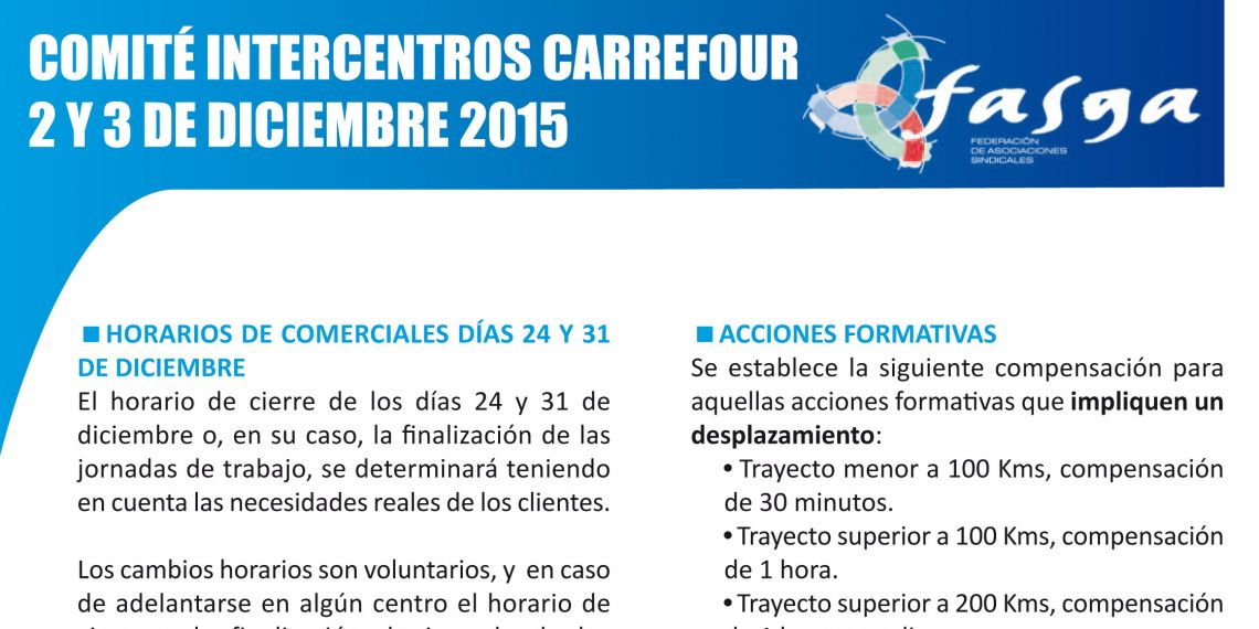 Comité Intercentros Carrefour días 2 y 3 de diciembre