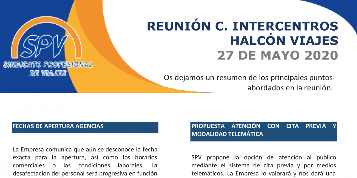 REUNIÓN C. INTERCENTROS HALCÓN VIAJES 27 DE MAYO 2020