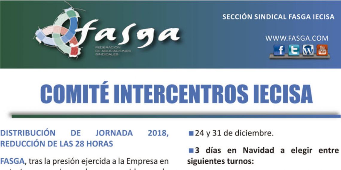 Hoja de la reunión del Comité Intercentros de la empresa IECISA