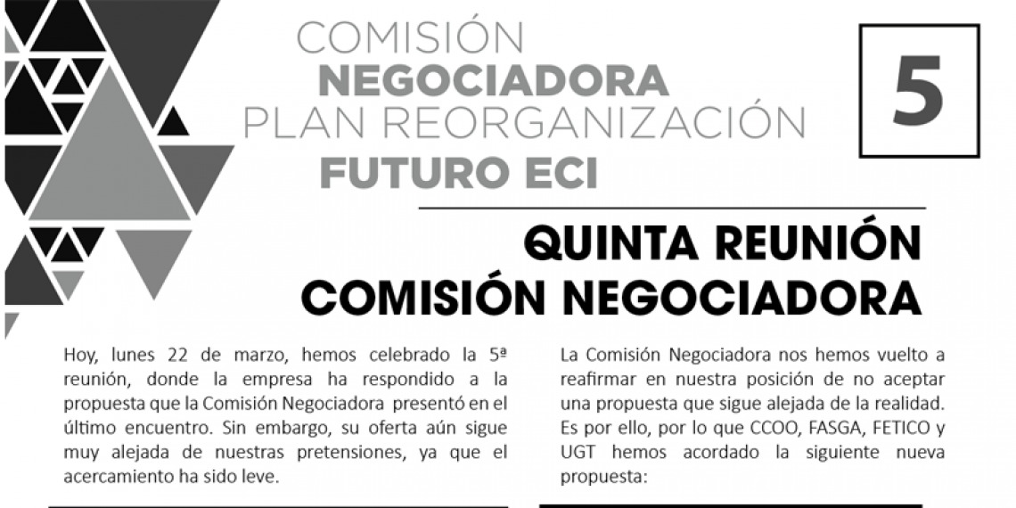 QUINTA REUNIÓN COMISIÓN NEGOCIADORA  PLAN REORGANIZACIÓN FUTURO ECI