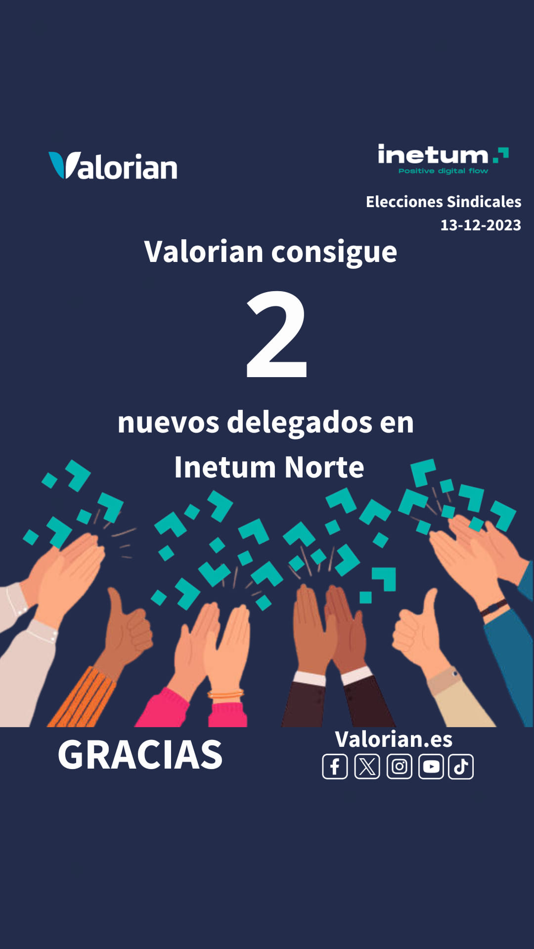Valorian logra dos nuevos delegados en Inetum Norte