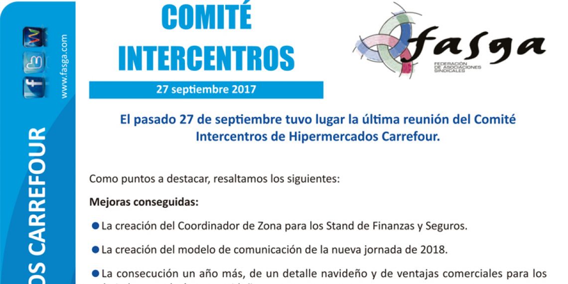 Reunión Comité Intercentros Carrefour 27 de septiembre de 2017