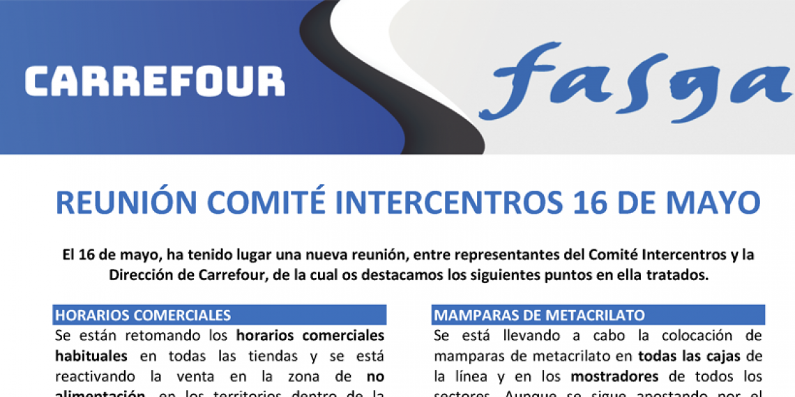 REUNIÓN COMITÉ INTERCENTROS 16 DE MAYO CARREFOUR
