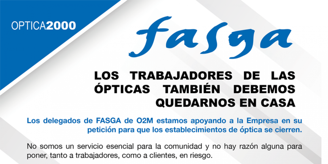 OPTICA2000: LOS TRABAJADORES DE LAS ÓPTICAS TAMBIÉN DEBEMOS QUEDARNOS EN CASA