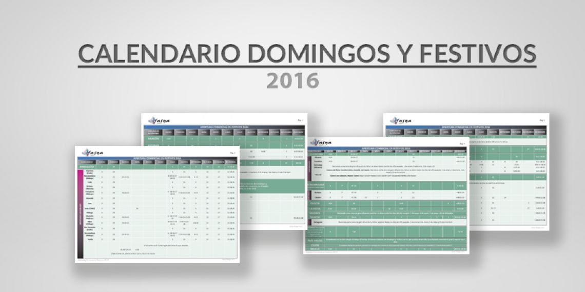 Calendario de aperturas en domingos y festivos en 2016
