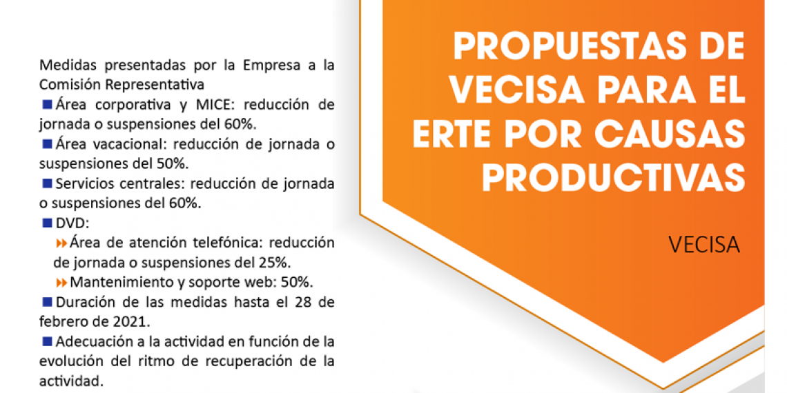 PROPUESTAS DE VECISA PARA EL ERTE POR CAUSAS PRODUCTIVAS