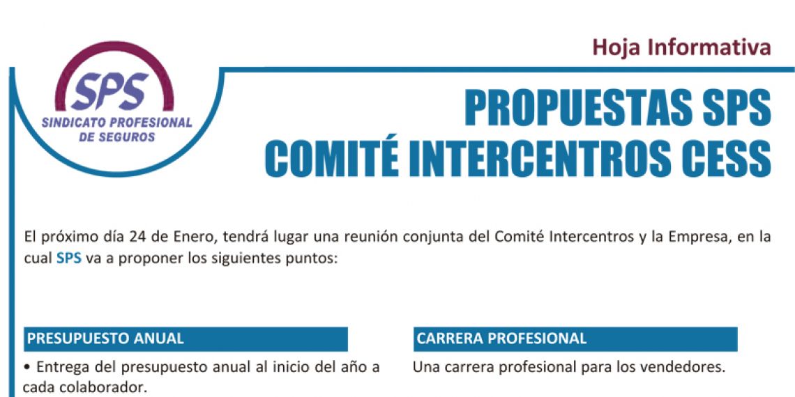 Propuestas  de SPS para el Comité Intercentros  de la empresa CESS del 24 de enero