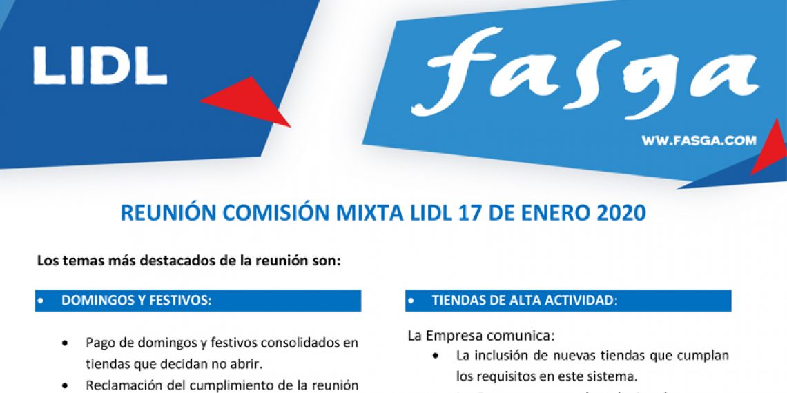 Reunión Comisión Mixta LIDL 17 de enero 2020