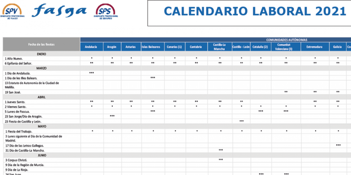 CALENDARIO LABORAL 2021