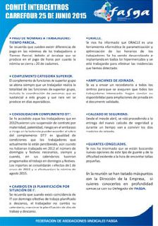 Hoja informativa reunión Comité Intercentros de Carrefour