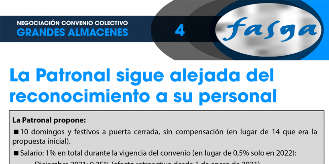 NEGOCIACIÓN CONVENIO COLECTIVO GRANDES ALMACENES 4: La Patronal sigue alejada del reconocimiento a su personal