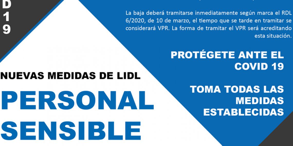 NUEVAS MEDIDAS DE LIDL PARA EL PERSONAL PERSONAL SENSIBLE