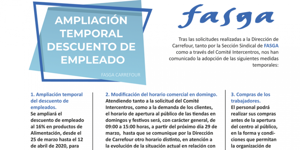 AMPLIACIÓN TEMPORAL DESCUENTO DE EMPLEADO DE CARREFOUR