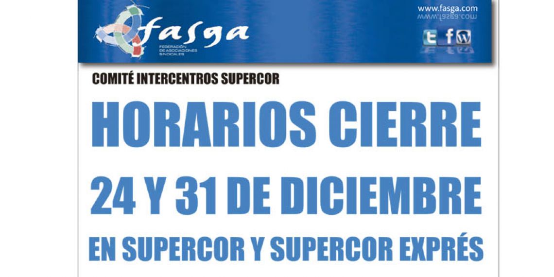 Horarios cierre 24 y 31 de diciembre en Supercor y Supercor Exprés
