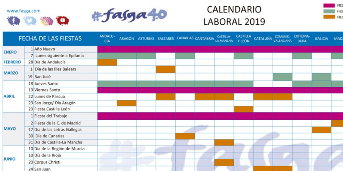 Calendario Laboral 2019