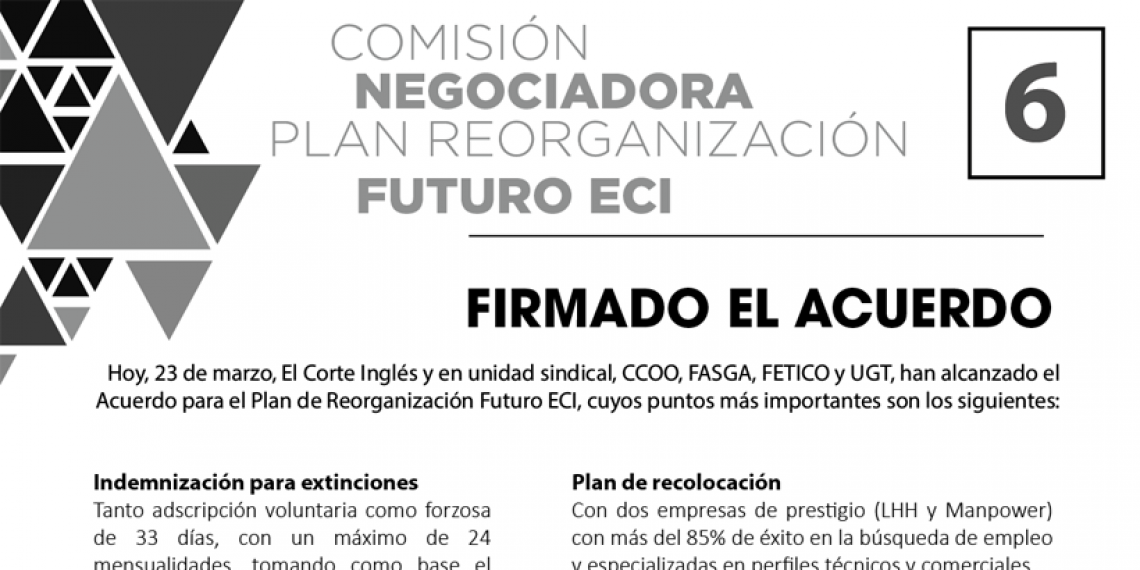 FIRMADO EL ACUERDO PLAN DE REORGANIZACIÓN FUTURO ECI