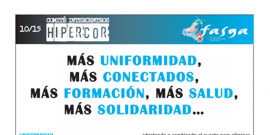 Hoja informativa de la reunión del Comité Intercentros de Hipercor