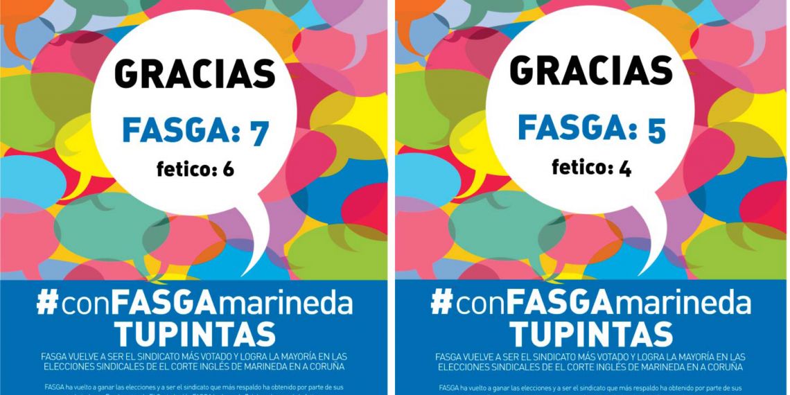 FASGA gana con mayoría absoluta  las elecciones sindicales de El Corte Inglés e Hipercor de Marineda en A Coruña