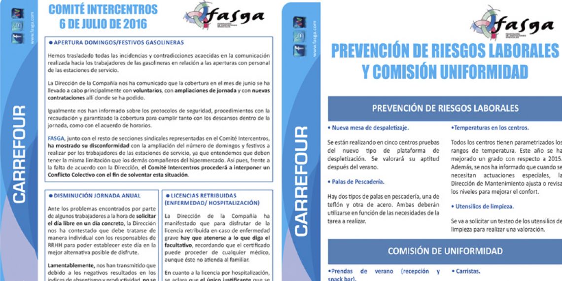 Comité Intercentros y Comisión Uniformidad y Prevención de Riesgos Laborales de Carrefour