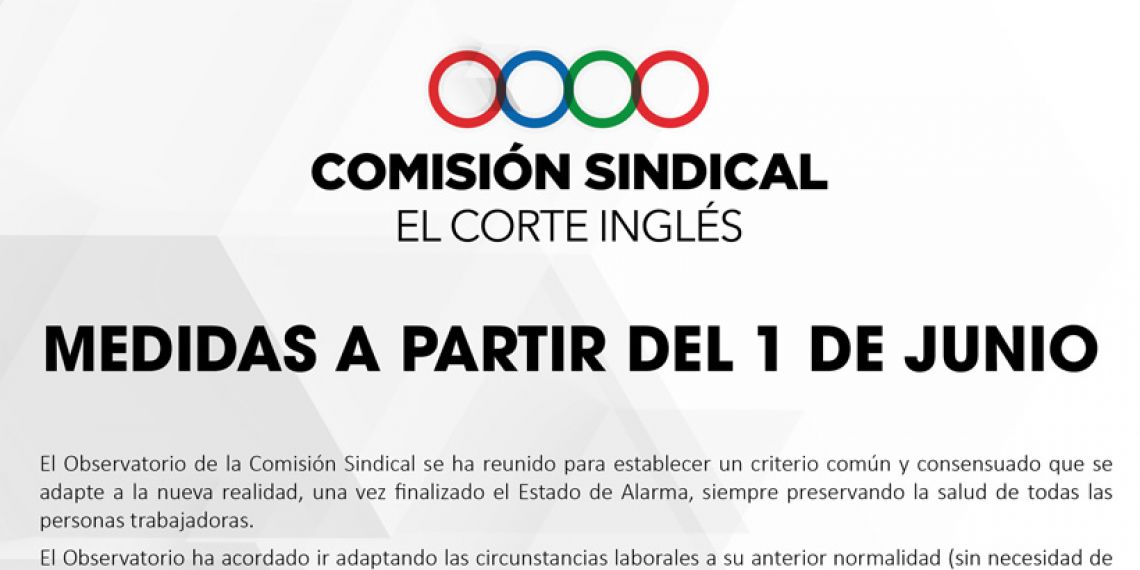 COMISIÓN SINDICAL ECI: MEDIDAS A PARTIR DEL 1 DE JUNIO
