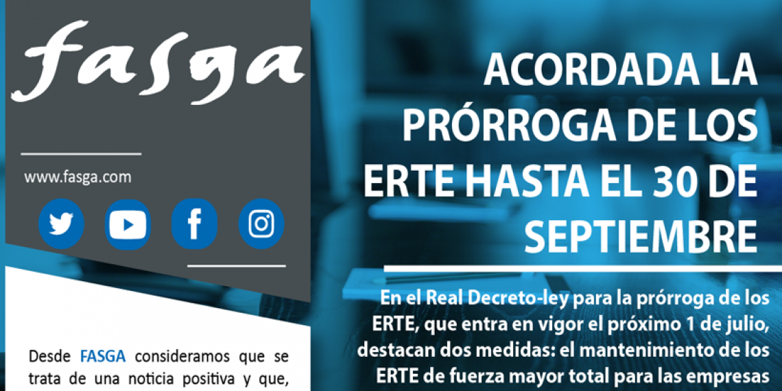ACORDADA LA PRÓRROGA DE LOS ERTE HASTA EL 30 DE SEPTIEMBRE