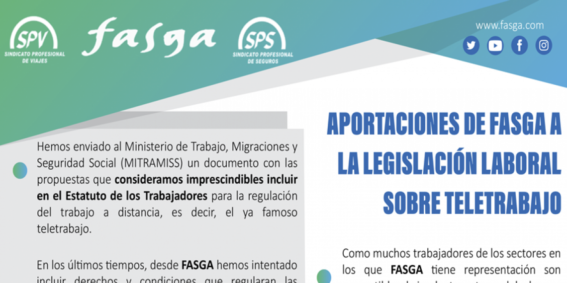 APORTACIONES DE FASGA A LA LEGISLACIÓN LABORAL SOBRE TELETRABAJO