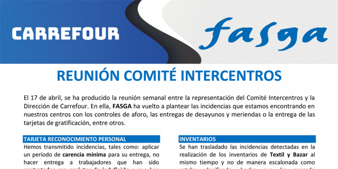 REUNIÓN COMITÉ INTERCENTROS CARREFOUR 17 DE ABRIL