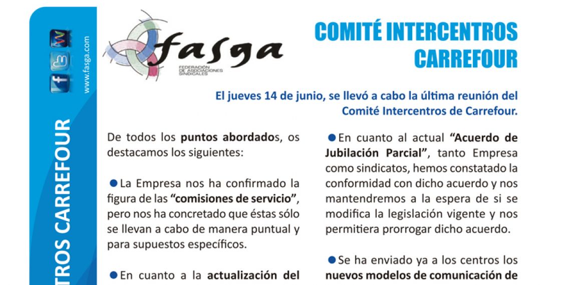 Reunión Comité Intercentros Carrefour 14 de junio