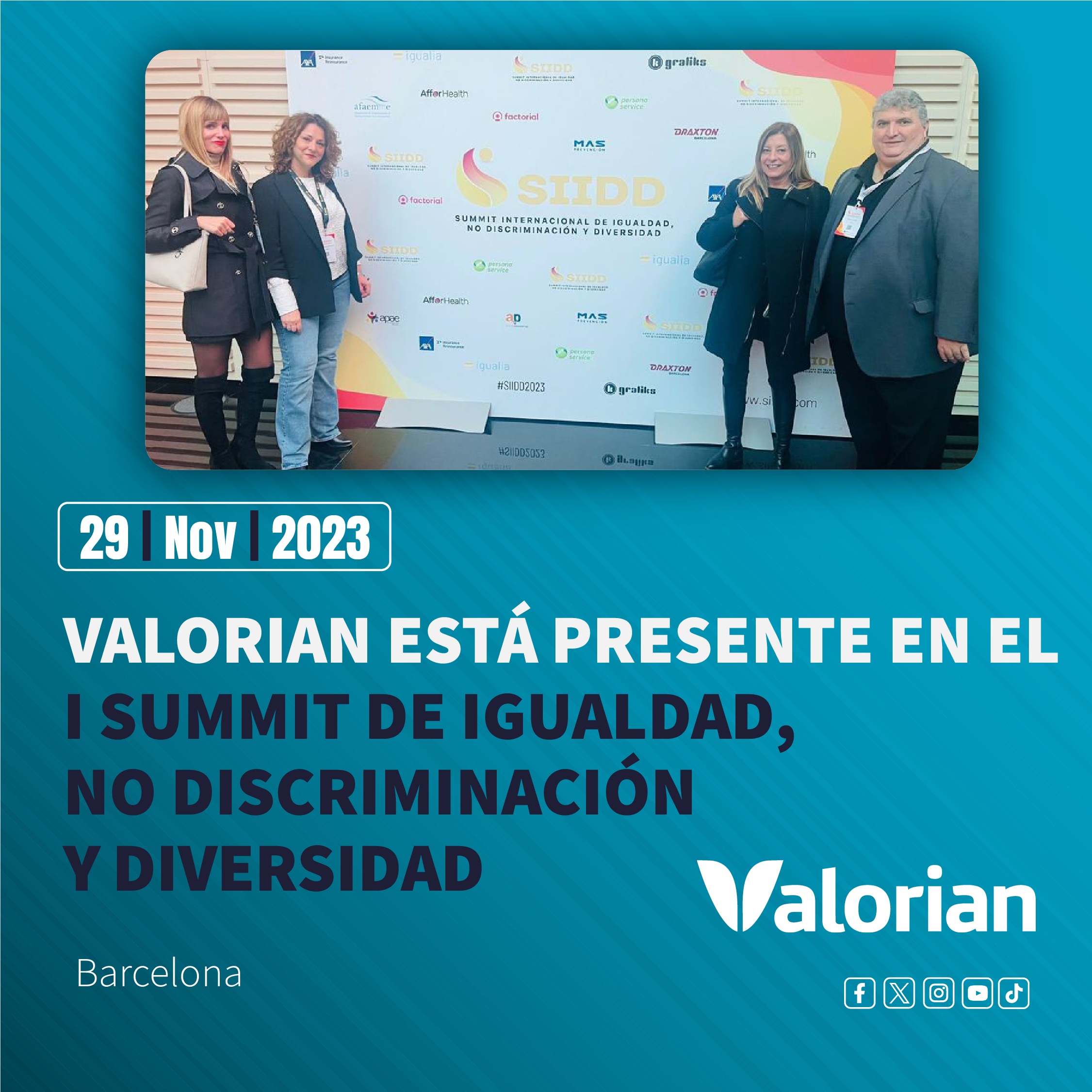 Valorian está presente en el I SUMMIT de igualdad, no discriminación y diversidad