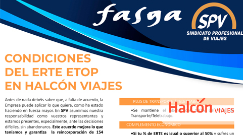Condiciones del ERTE ETOP en Halcón Viajes