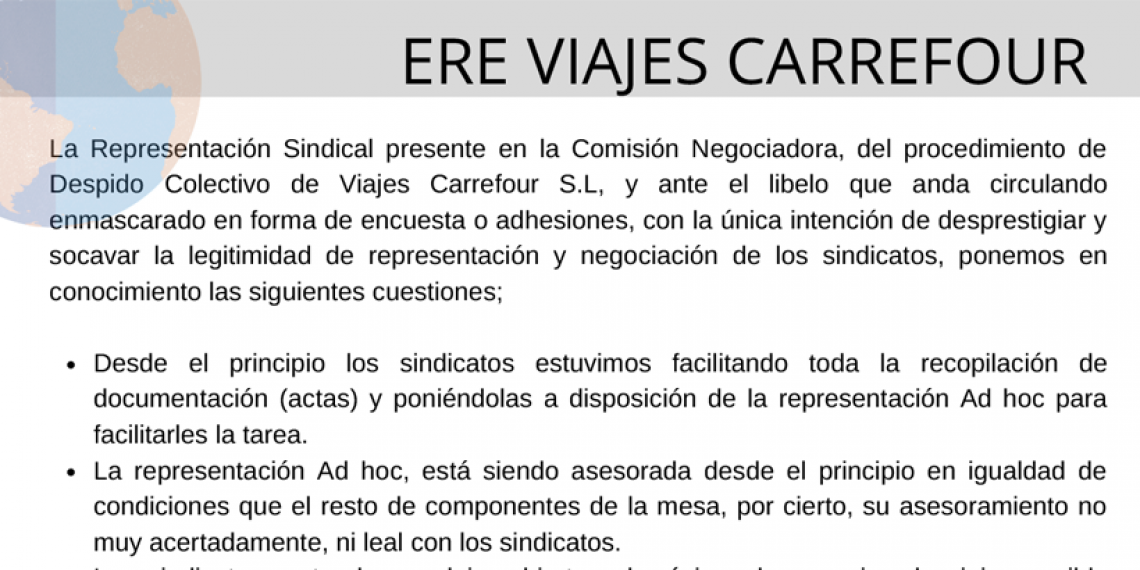 COMUNICADO CONJUNTO ERE VIAJES CARREFOUR