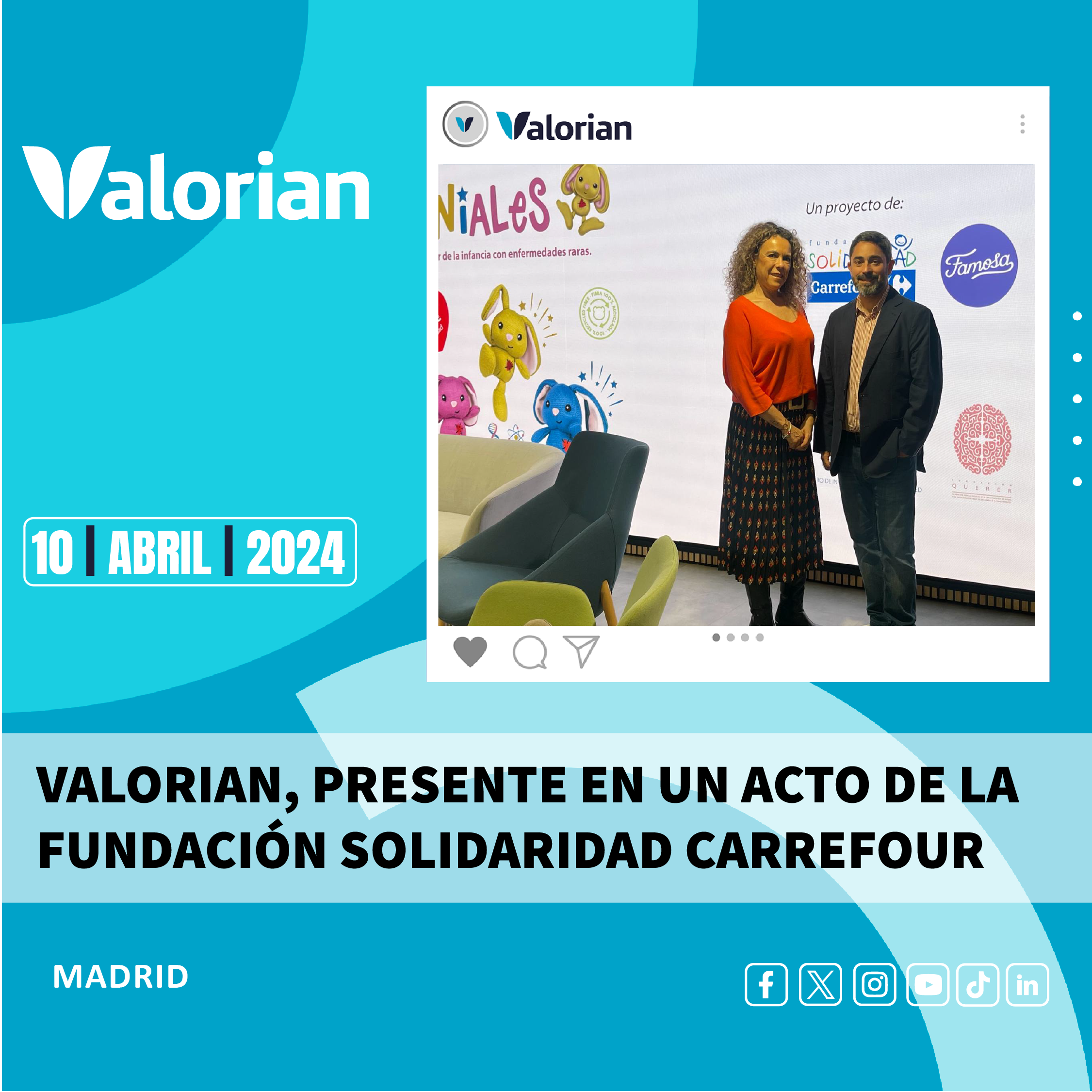 Valorian, presente en un acto de la Fundación Solidaridad Carrefour