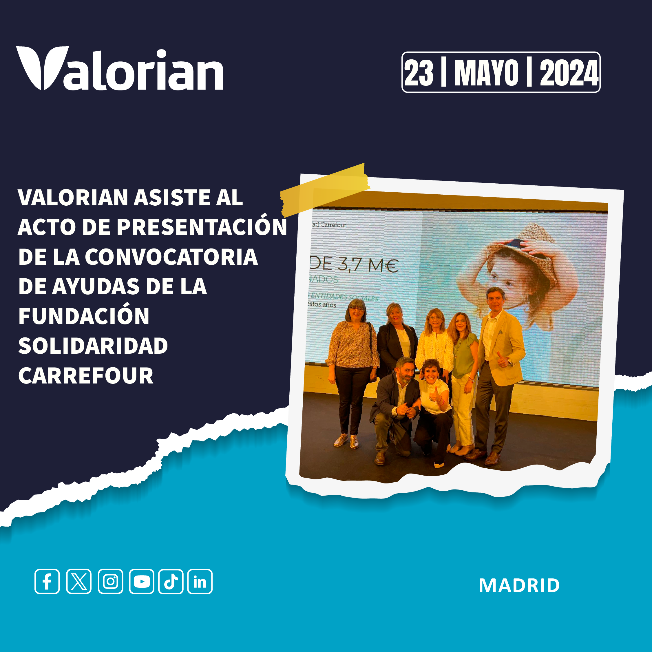 Valorian asiste al acto de presentación de la convocatoria de ayudas de la Fundación Solidaridad Carrefour