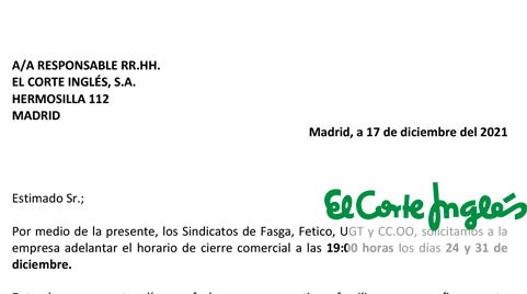 ECI: Adelanto cierre horario comercial