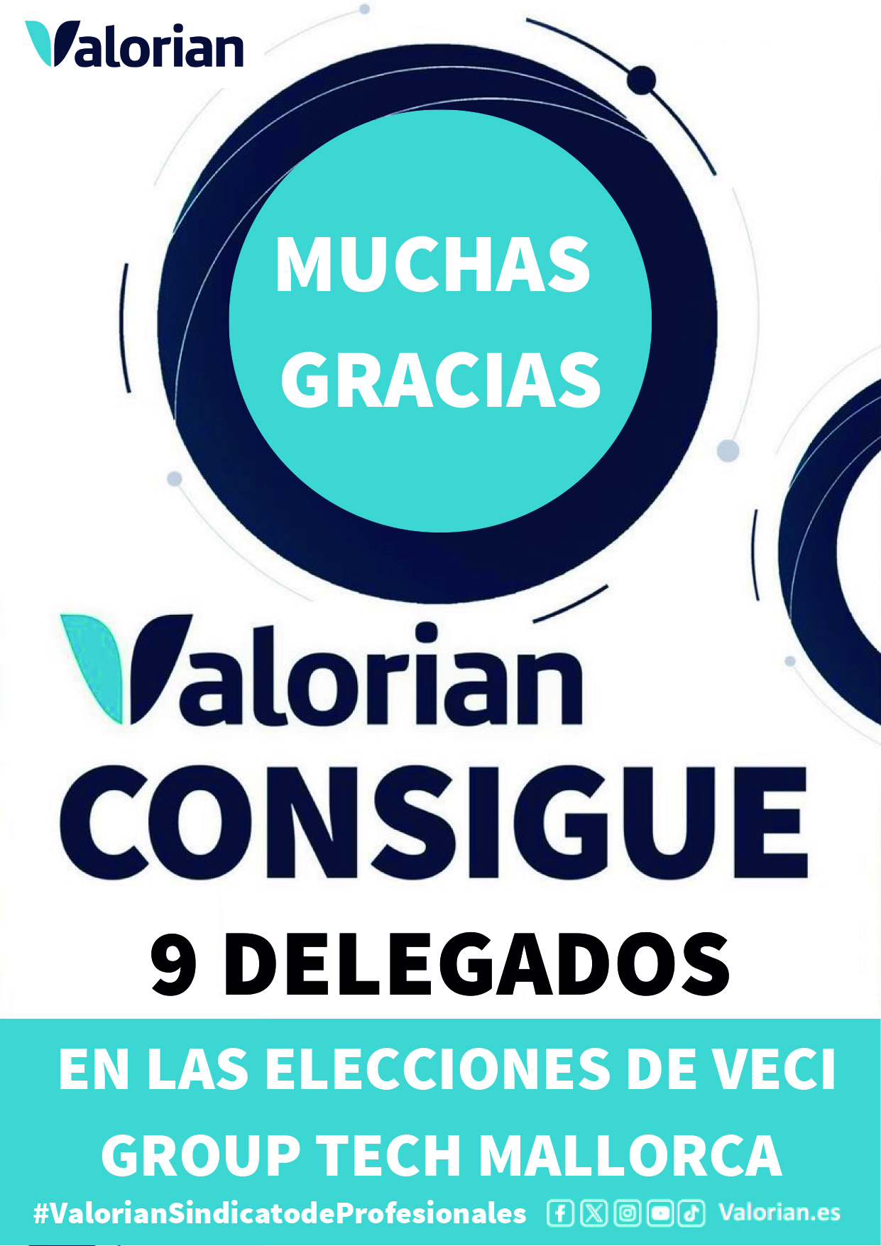 Valorian consigue 9 delegados en las EESS de VECI Group Tech de Mallorca