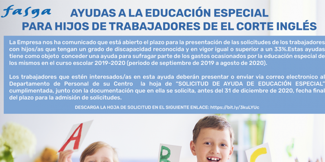AYUDAS A LA EDUCACIÓN ESPECIAL PARA HIJOS DE TRABAJADORES DE EL CORTE INGLÉS