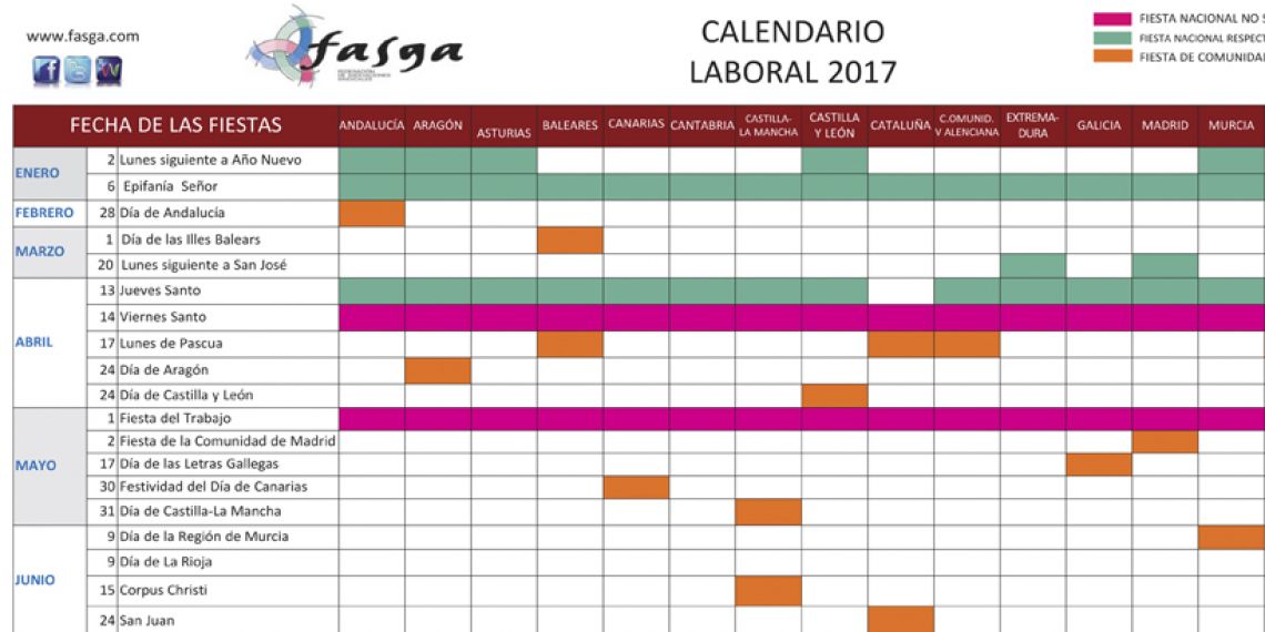 Calendario laboral 2017
